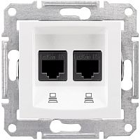 Розетка компьютерная без рамки Schneider Electric Sedna 2-м. RJ45+RJ45 5e белый картинка